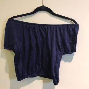 NAVY BLUE OFF-SHOULDER TOP
